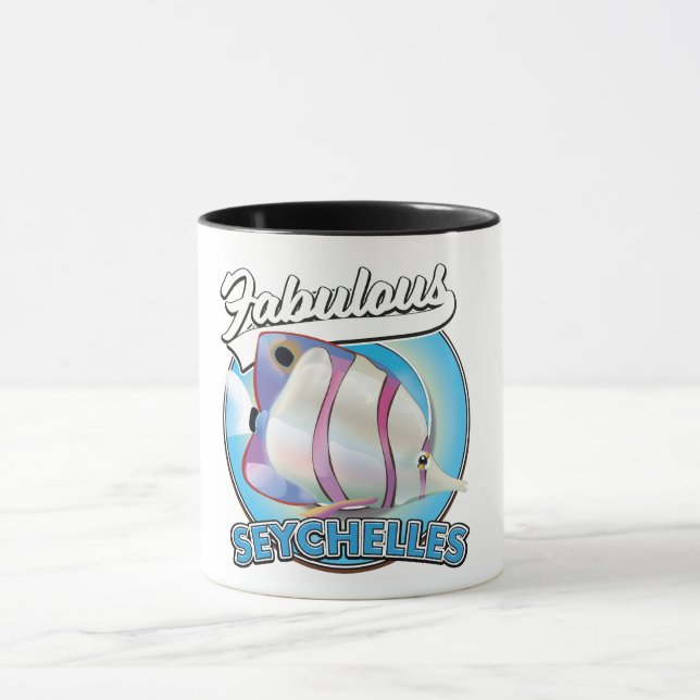 Caneca Logotipo retrô das Seychelles fabulosas (Centro)