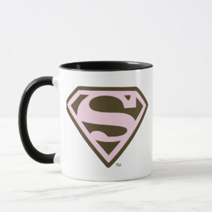 Caneca Logotipo rosa e marrom supergirl