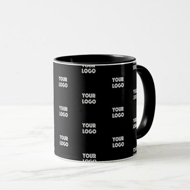 Caneca Logotipo simples de repetição | Preto (Frente Esquerda)