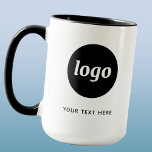 Caneca Logotipo simples e Promocional de texto Empresa<br><div class="desc">Logotipo simples e texto personalizado para sua empresa. Substitua o logotipo e o texto por você para personalizar. Use-os você mesmo, entregue-os aos seus funcionários e colegas de trabalho, venda-os a clientes e clientes ou os entregue como material promocional para inspirar a lealdade do cliente. Ideal para eventos corporativos e...</div>