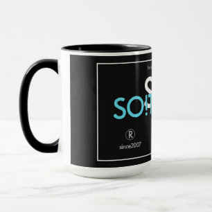 Caneca Logotipos e slogans da SO!Trouble em cor de combin