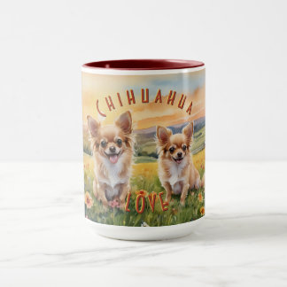 Caneca Loira Chihuahua e Fazenda de Pup