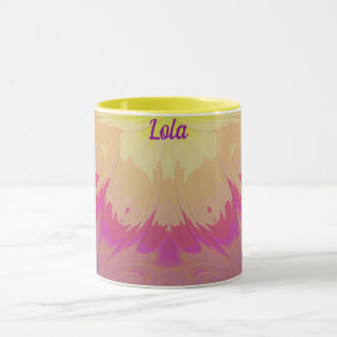 Caneca LOLA ~ 3D Fractal Extravagante ~ Rosa Roxo Azul Am