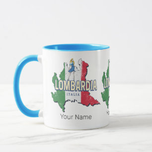 Caneca Lombardia Itália Retro Região Mapa Vintage Souveni