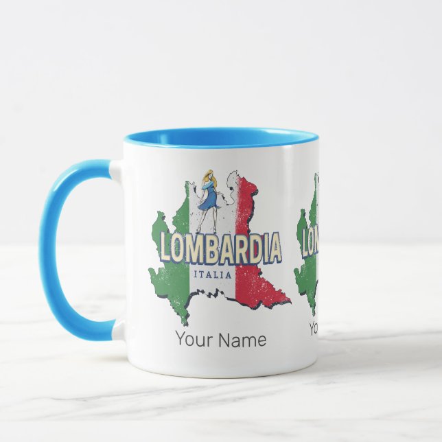 Caneca Lombardia Itália Retro Região Mapa Vintage Souveni (Esquerda)