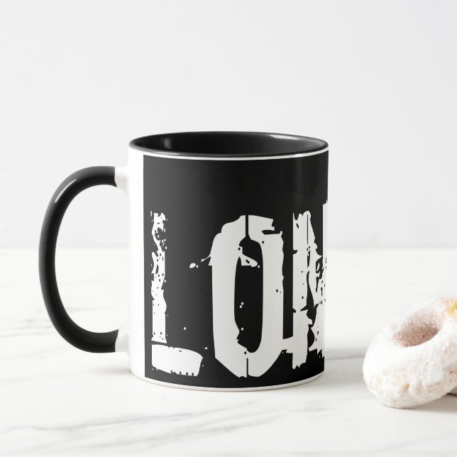 Caneca Londres - Estilo Urbano - Preto E Branco (Com Donut)