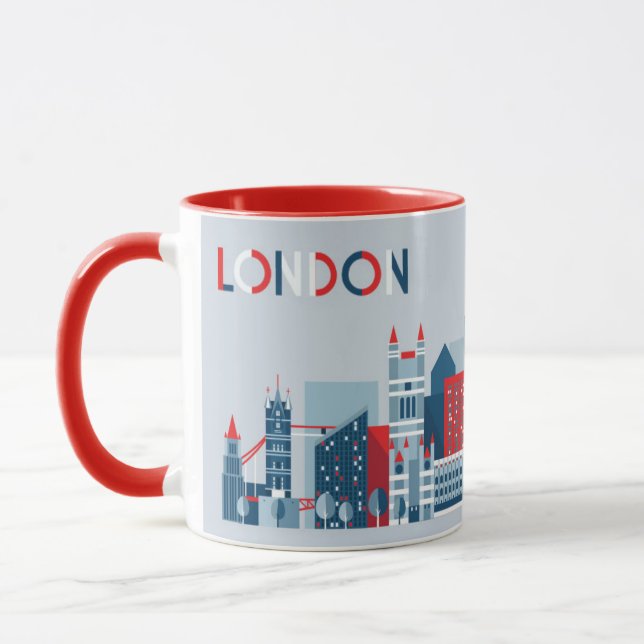 Caneca Londres, Inglaterra skyline vermelha, branca e (Esquerda)