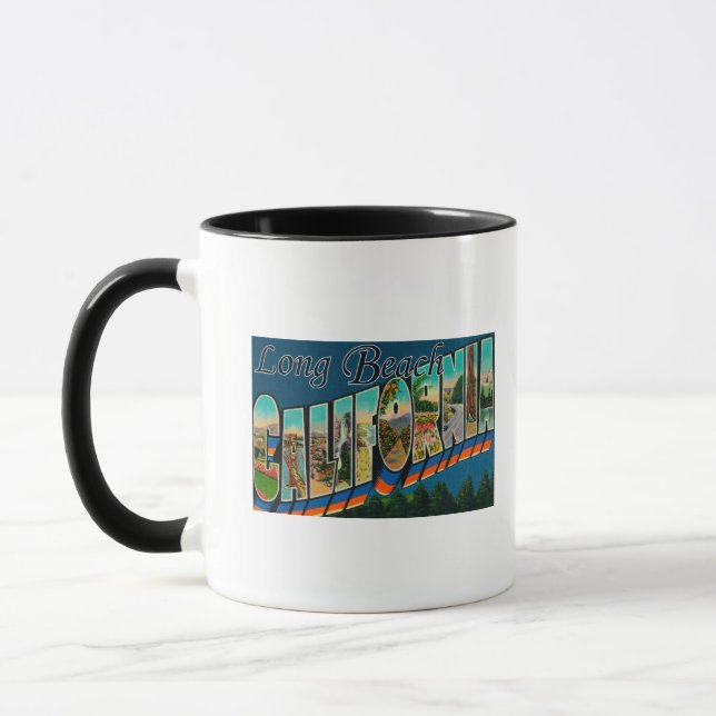 Caneca Long Beach, Califórnia - Cenas com Letras Grandes (Esquerda)