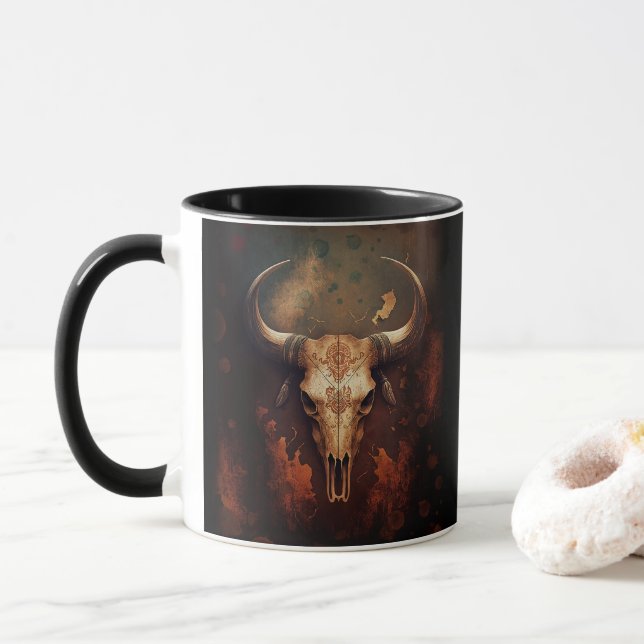 Caneca Longhorn Cow Skull Rustic (Com Donut)