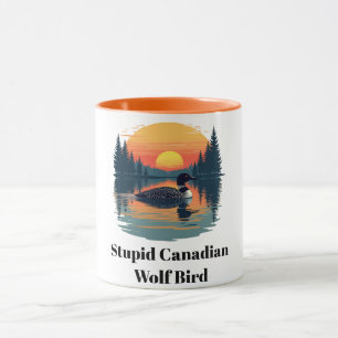 Caneca Loon de lobo canadense estúpido presente engraçado