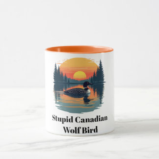 Caneca Loon de lobo canadense estúpido presente engraçado