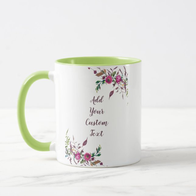 Caneca Loose pink watercolor flowers customizable (Esquerda)