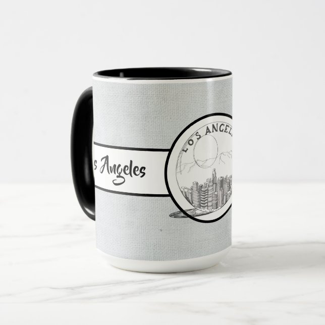 Caneca Los Angeles City Elegant linen Ringer 15oz (Frente Esquerda)