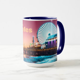 Caneca Los Angeles Pink & Blue Ferris Wheel Sunset 