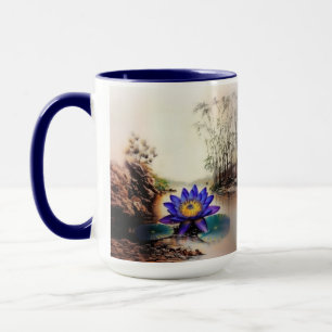 Caneca Lotus Azul Emergindo das Águas Mortas (Vietnamita)