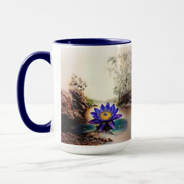 Caneca Lotus Azul Emergindo das Águas Mortas (Vietnamita) (Esquerda)
