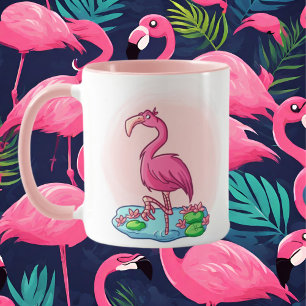 Caneca Louca senhora flamingo rosa