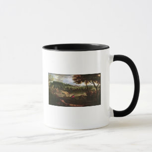 Caneca Louis XIV que caçam em margoso com uma vista