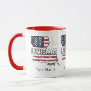 Caneca Louisiana EUA Retro Map Vintage EUA