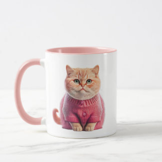 Caneca Loura-branca de-gato com Casaco rosa - "Purr"
