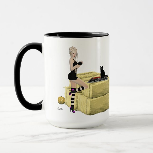 Caneca Loura Bruxa Pin Up Rapariga Café Mug (Esquerda)