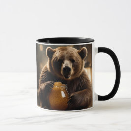 Caneca L'ours gourmand et son pot de miel doré.