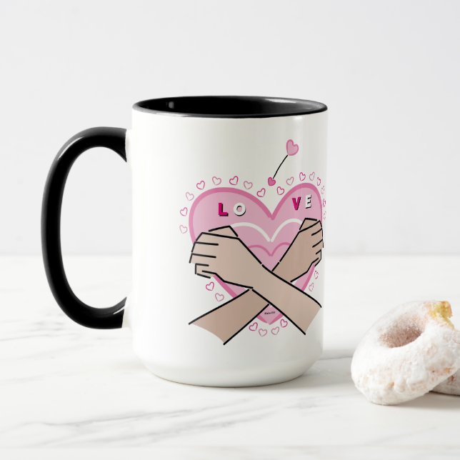 Caneca LoVe, AmOr in Sign Language (Com Donut)