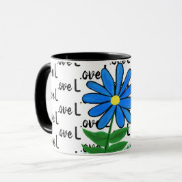 Caneca Love Blue Yellow Daisy