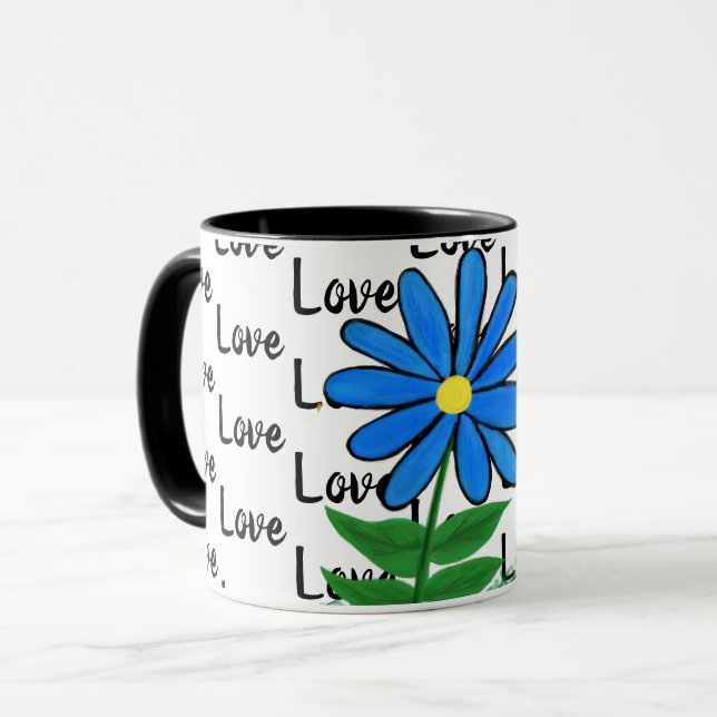 Caneca Love Blue Yellow Daisy (Frente Esquerda)
