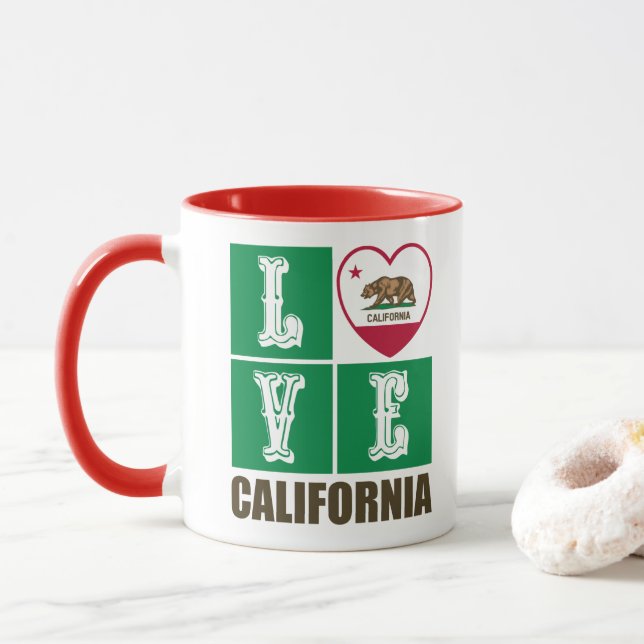 Caneca Love California State Flag Hearde Pride (Com Donut)