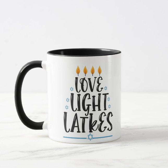 Caneca Love Light Trava Feriado Judaico Engraçado Hanukka (Esquerda)