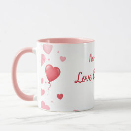 Caneca Love lives here - Pink and Red hearts 
