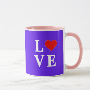 Caneca LOVE, Love Motif, Heart, baseado em texto, tipogra