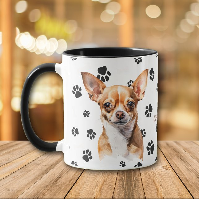 Caneca Love My Brown Chihuahua Dog Pawprint Mug (Criador carregado)
