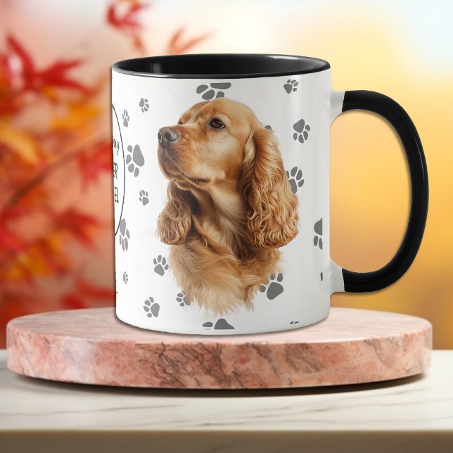 Caneca Love My Cocker Spaniel Dog Pawprint (Criador carregado)