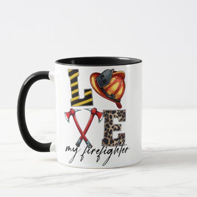 Caneca Love My Firefighter – Helmet & Crossed Axes with L (Esquerda)