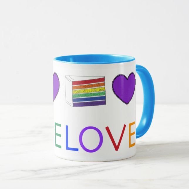 Caneca LOVE Orgulho gay LGBT Rainbow Layer Cake Slice (Frente Esquerda)