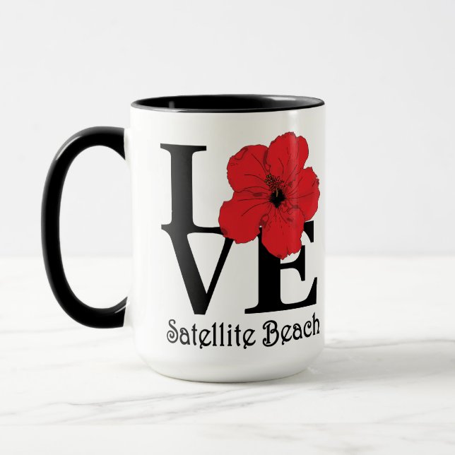 Caneca LOVE Satellite Beach Hibisco Vermelho 443ml (Esquerda)