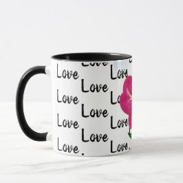 Caneca Love Typografia Bright Vivivid Pink Flower