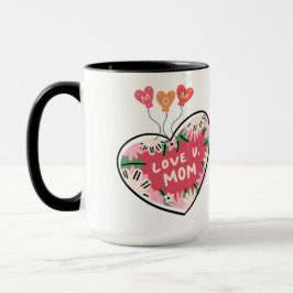 Caneca Love U. Mom: Floral Heart mug