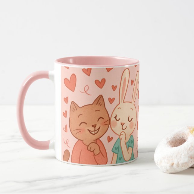 Caneca Love Valentine's Day Pink Cute (Com Donut)