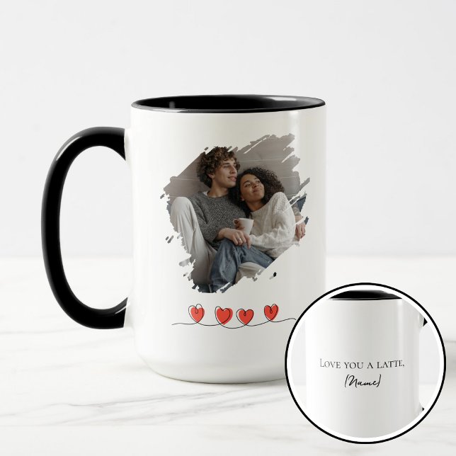Caneca Love You Latte Valentine's Day Photo Personalized (Criador carregado)