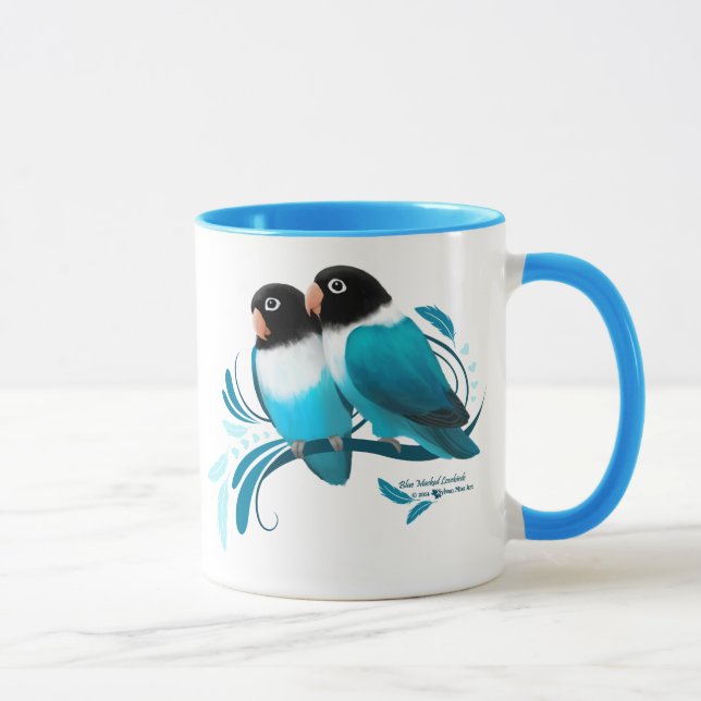 Caneca Lovebirds mascarados azul (Direita)