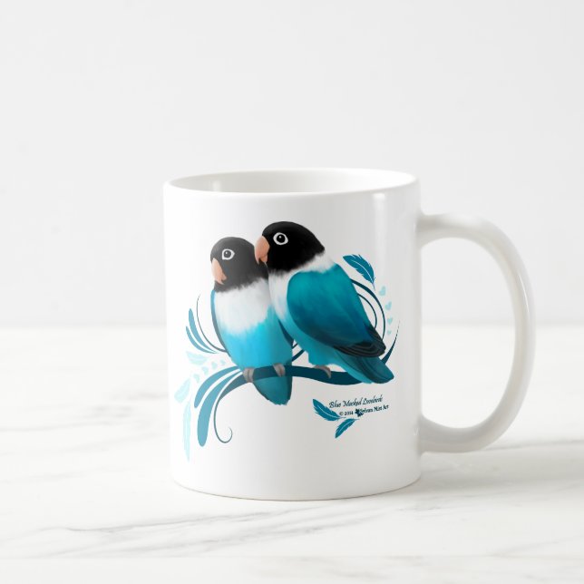 Caneca Lovebirds mascarados azul (Direita)