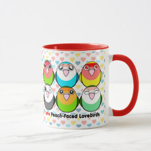 Caneca lovebirds Pêssego-enfrentados