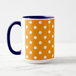 Caneca Lovely Orange Color With White Polka Dots