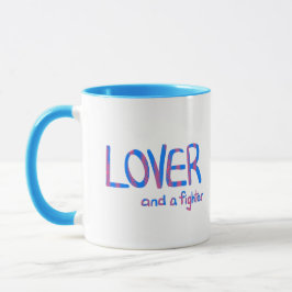 Caneca Lover e um lutador em azul e rosa