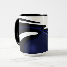 Caneca Lua azul: Abstrato azul, branco e preto