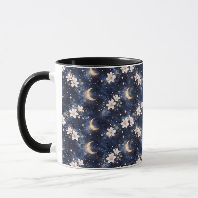Caneca Lua Celestial e Estrelas Água-Marinha Dia das Mães (Esquerda)