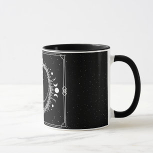 Caneca Lua Crescente com Sol e Estrelas Preto e Branco